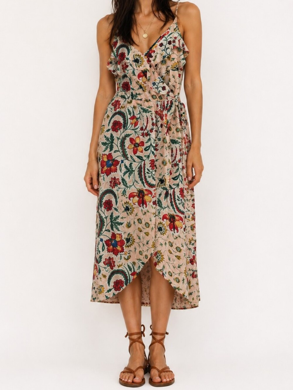 One Clothing Los Angeles Midi Sundress Floral Botanical Size Medium Sun Dress